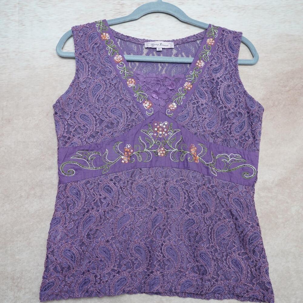 Young Essence Lace Tank Purple M